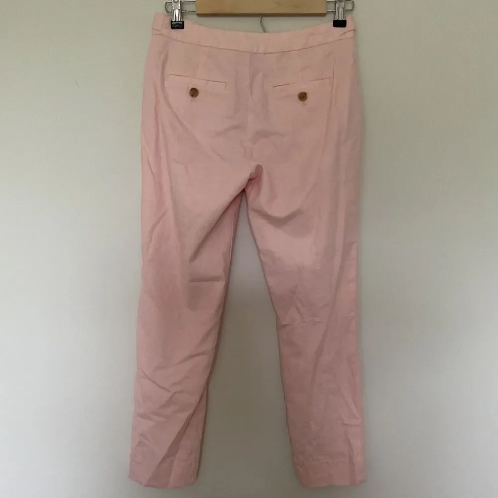 Banana Republic Avery Peach Linen Blend Tailored Ankle Pants 00 Petite Office